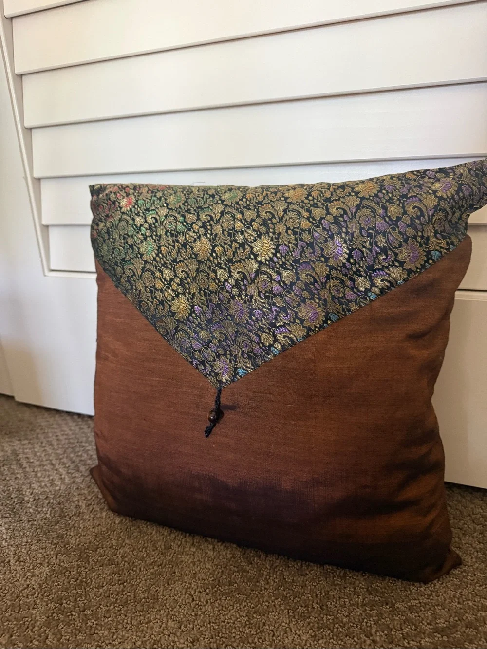 Brown Throw Pillow Thai Asian 16x16